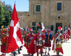 Re-enactment of 16th century military drills conducted by the Knights. Fort Saint Elmo, Valletta, Malta, 8 May 2005.