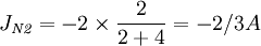 J_{\mathit{N2}}=-2\times \frac{2}{2+4}=-2/3A\,