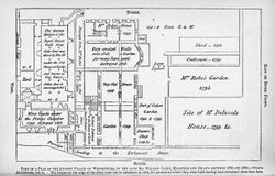 The medieval complex of Parliamentary buildings was mapped by William Capon around the turn of the 18th century.  This image shows a plan view of the ground floor levels, where each building is clearly described in text.  Reference is made in the House of Lords undercroft, to Guy Fawkes.