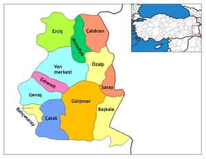 خريطة جالديران وتقع بين الحدود التركية الإيرانية وبالمناطق الكردية