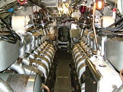 The diesel engines on HMS Ocelot charged the batteries located beneath the decking.