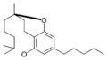 Chemical structure of the CBC-type cyclization of cannabinoids.