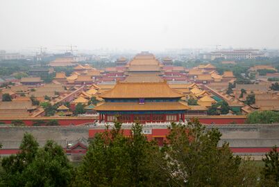 Yellow roofs in the Forbidden City, which are limited to imperial buildings.