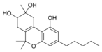 Chemical structure of 8,9-dihydroxy-Δ6a(10a)-tetrahydrocannabinol.