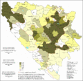 Share of the Bosnian language in Bosnia and Herzegovina by municipalities in 2013