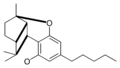Chemical structure of the CBL-type cyclization of cannabinoids.