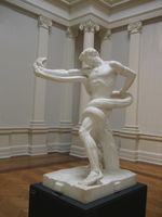 Athlete wrestling with a Python, white marble sculpture, 1888–1891 (Private collection: on loan to the Art Gallery of New South Wales)