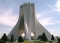 The Azadi Tower is the symbol of Tehran, Iran, and marks the entrance to the city.