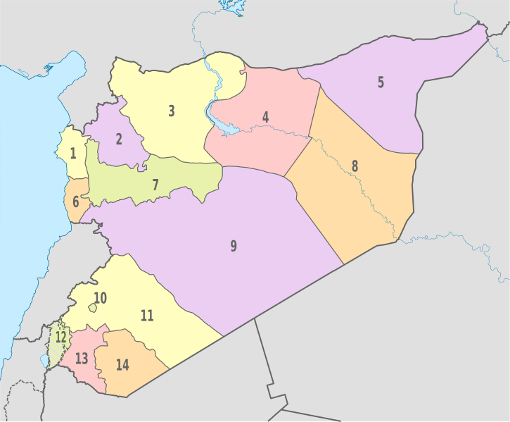 ملف:Syria, administrative divisions - Nmbrs - colored.svg