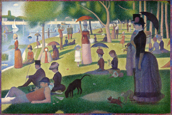 Georges Seurat used a new pigment, zinc yellow, in the green lawns of A Sunday Afternoon on the Island of La Grande Jatte (1884–86). He did not know that the paint would quickly deteriorate and turn brown.