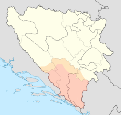 المنطقة التقريبية للهرسك ضمن البوسنة والهرسك