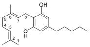 Chemical structure of a CBG-type cannabinoid.