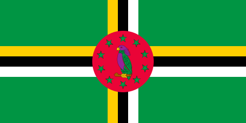 The flag of Dominica features a sisserou parrot, a national symbol.