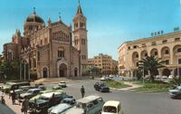 Tripoli Cathedral and the former FIAT centre (Algeria Square) during the 1960s