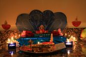 Goddess Lakshmi inside a home for Diwali Puja.jpg