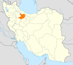 خريطة إيران مبينة فيها محافظة قزوين