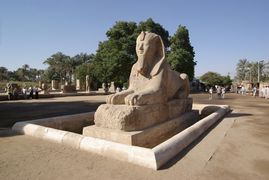 تمثال أبي الهول لأحد الملوك من المرمر ، ويوجد في الفيوم[؟] حيث كانت العاصمة المصرية القديمة منف