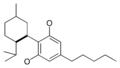Chemical structure of the CBD-type cyclization of cannabinoids.