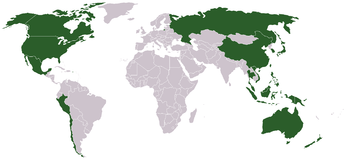 البلدان العضوة في APEC تظهر بالأخضر