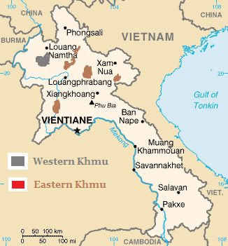 ملف:Location of Kmhmu' Dialects in Laos.png