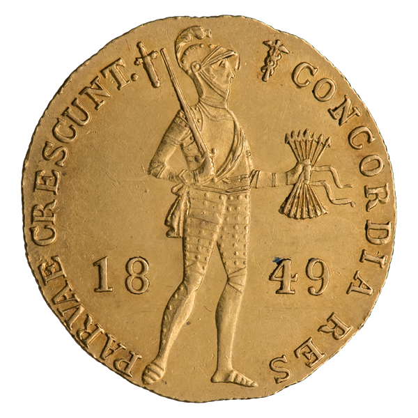 ملف:INC-7-a Нидерландский дукат русской чеканки 1849 г. (аверс).png