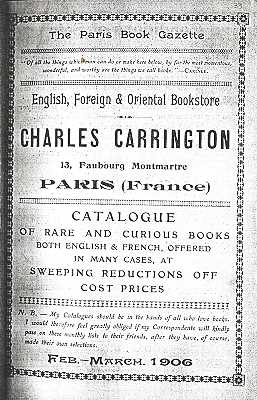 Coverpage of a catalogue of books published by Charles Carrington (Paris, 1906)