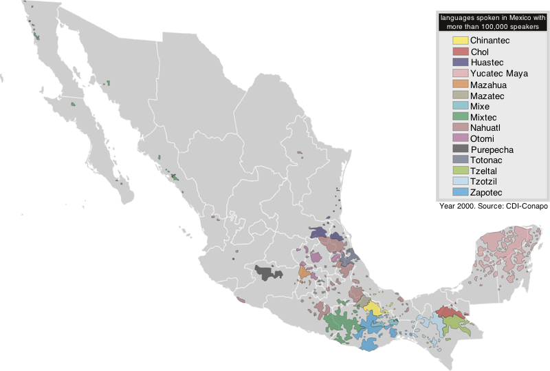 ملف:Map of the languages of Mexico.png