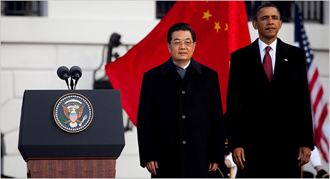 ملف:Obama with President Hu Jintao of China on Wednesday at the White House jan 2011.jpg