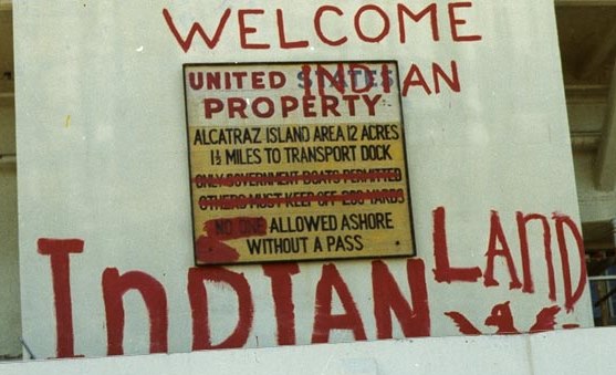 ملف:Alcatraz Occupation "Welcome to Indian Land" graffiti.jpeg
