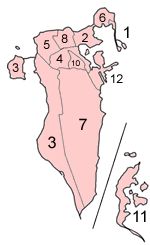 خريطة توضح بلديات البحرين