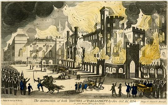 ملف:The 1834 destruction of both Houses of Parliament by fire.jpg