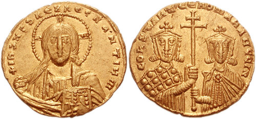 ملف:Constantine VII and Romanos II solidus.jpg
