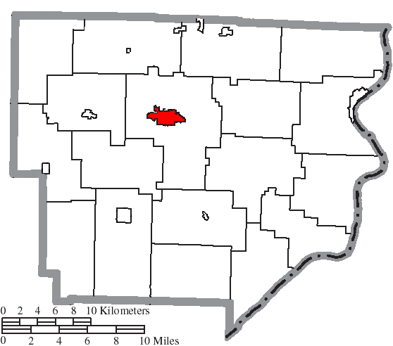 ملف:Map of Monroe County Ohio Highlighting Woodsfield Village.png