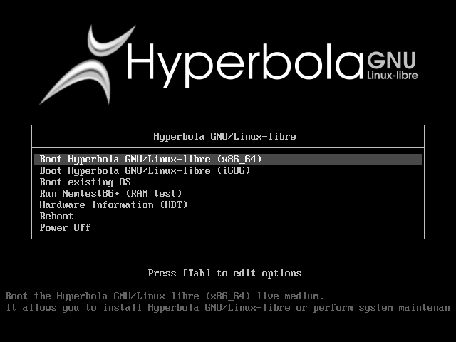 ملف:Hyperbola GNU+Linux-libre live boot selection mode.png