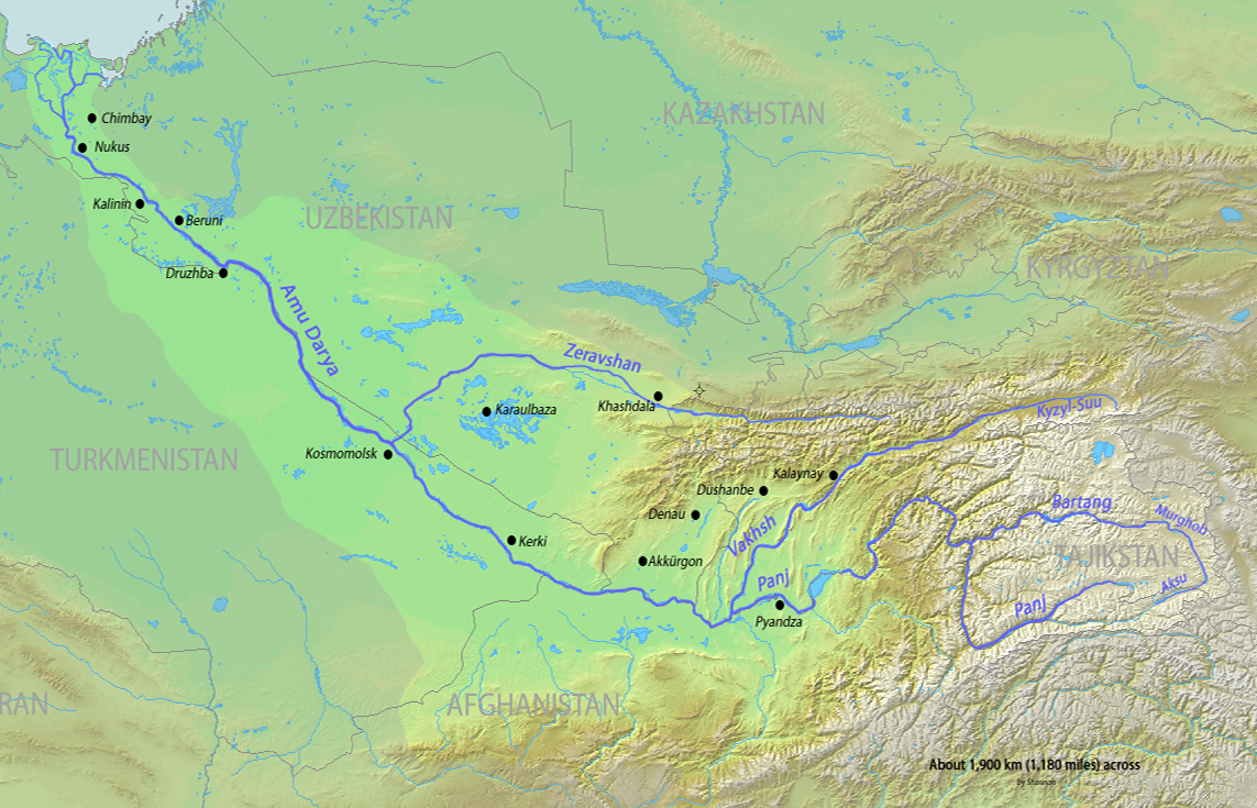 Реки Амударья и Сырдарья на карте. Бассейн реки Сырдарья.