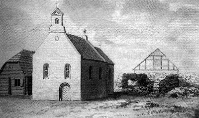 ملف:Ikšķiles baznīca un pilsdrupas 18. gadsimtā.jpg