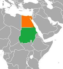 Map indicating locations of Egypt and Sudan
