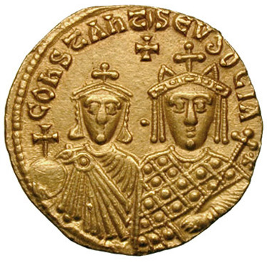ملف:Solidus-Basil I with Constantine and Eudoxia-sb1703 (reverse).jpg