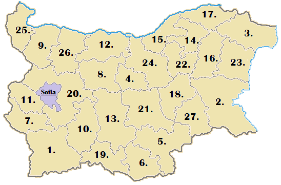 ملف:Bulgaria Aministrative Provinces numbered.png