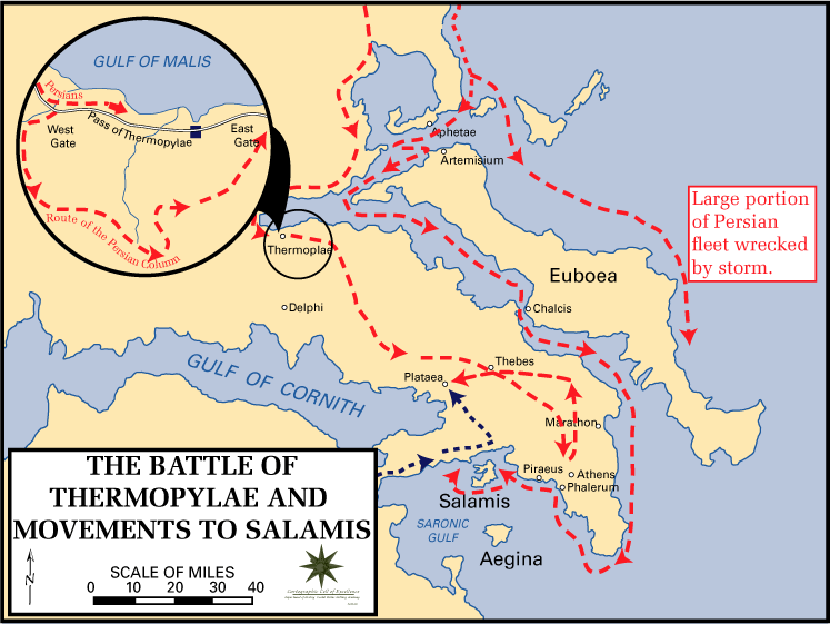ملف:Battle of Thermopylae and movements to Salamis, 480 BC.gif