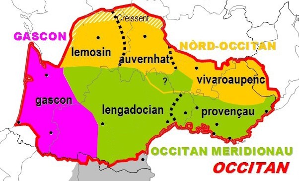 ملف:Dialectes de l'occitan selon Pierre Bec.jpg