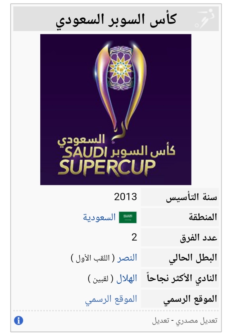 كأس السوبر السعودي - المعرفة