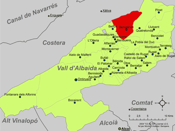 ملف:Localització de Benigànim respecte de la Vall d'Albaida.png