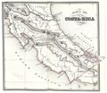 Map of Costa Rica (1850) showing the municipalities of Alajuela and Atenas