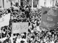 A large crowd demonstrates in front of the Ministry Council Headquarters 28 March 1954 in Cairo, during a demonstration supporting the revolutionary regime. AFP/Getty Images