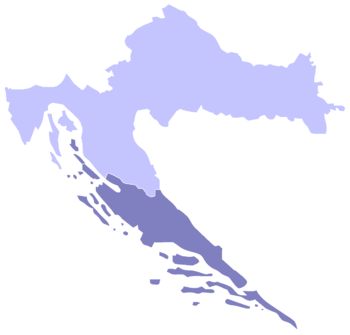 دلماتيا مبينة على خريطة كرواتيا.