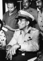 General Mohamed Naguib Bey, who engineered last week's coup D'Etat in Cairo, gives a press conference at the Egyptian Army general headquarters in Cairo on July 31, 1952, Redently. The new commander in chief of the Egyptian armed forces had just returned to the city from Alexandria. He was there when King Farouk Abdicated in favor of his young son Ahmed Fuad. (AP Photo)