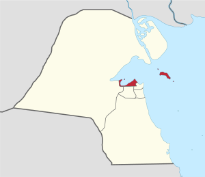 خريطة الكويت موضح عليها موقع محافظة العاصمة.