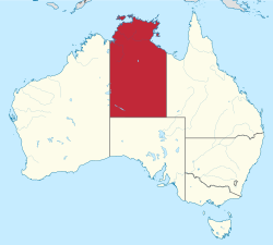 Map of Australia with the Northern Territory highlighted