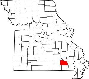 Map of Missouri highlighting Carter County